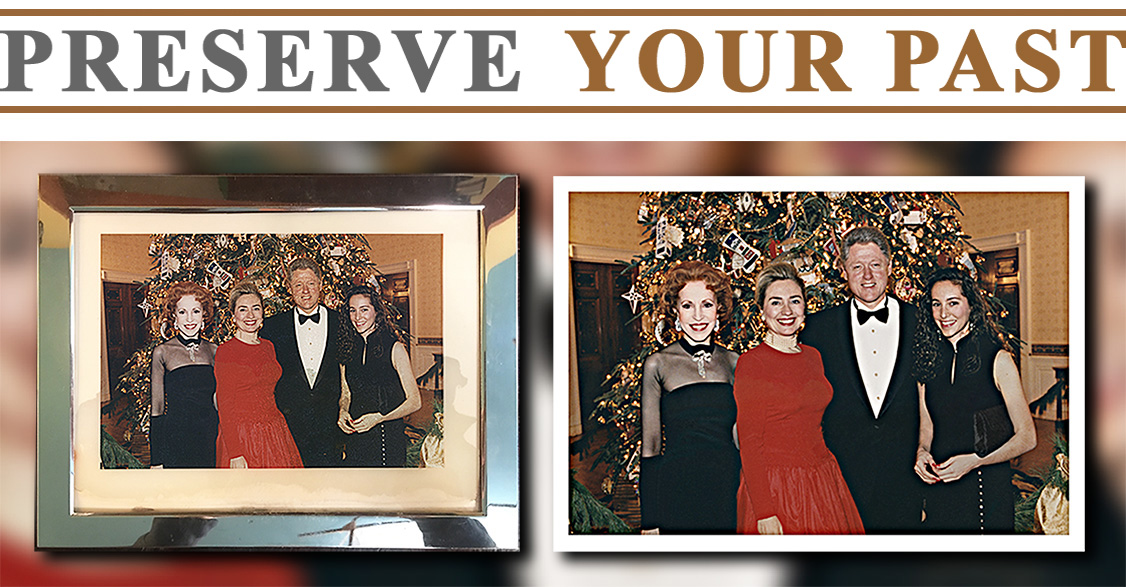 Depending on extent of the damage a photograph tat is stuck to glass can either be separated from the glass with a minimal loss or it can be restored by digital retouching and reproduction of the original.